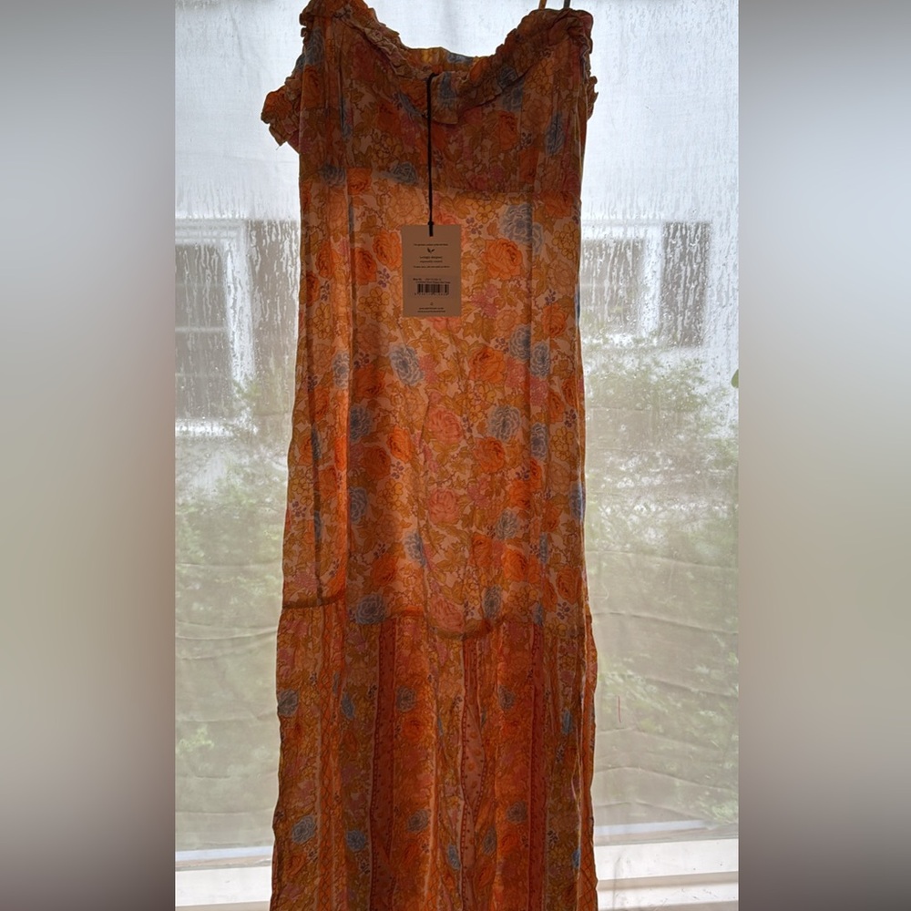 Spell Enchanted Wood Strappy Maxi Dress in Orange and Pink